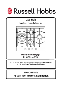 Handleiding Russell Hobbs RH60GH403B Kookplaat