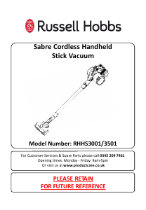 Manual Russell Hobbs RHHS3001DSG Vacuum Cleaner