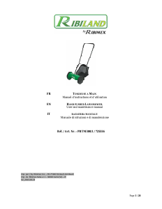 Manual Ribiland PRTM300 RazerB300M Lawn Mower