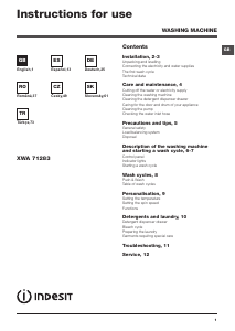 Manual de uso Indesit XWA 71283 Lavadora