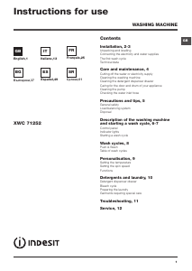 Manuale Indesit XWC 71252 Lavatrice