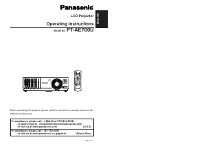 Manual Panasonic PT-AE700U Projector