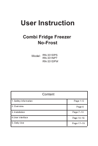 Руководство Дэу RN-331DPS Холодильник с морозильной камерой