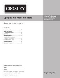 Manual Crosley XUF14SMRWW Freezer