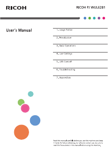 Manual Ricoh PJ WUL6281 Projector