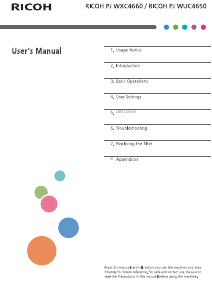 Manual Ricoh PJ WXC4660 Projector