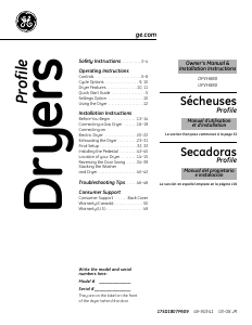Manual de uso GE UPVH880GJMG Secadora