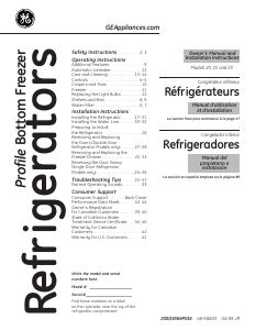 Manual GE PDR20KGERBB Fridge-Freezer