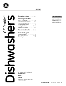 Mode d’emploi GE PDW8211NBB Lave-vaisselle