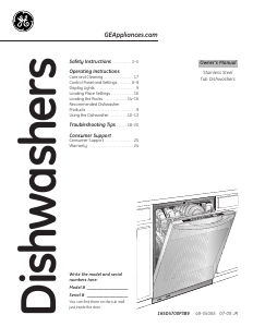 Manual GE PDWF600RBB Dishwasher