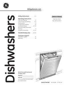 Bruksanvisning GE PDWF600RBB Diskmaskin