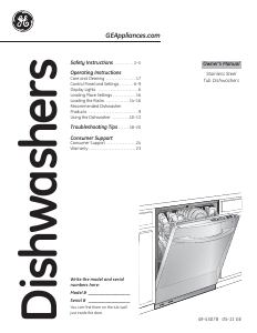 Manual GE PDWT300VWW Dishwasher