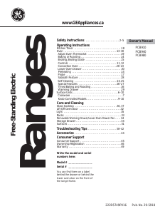 Manual GE PCB980SFSS Range