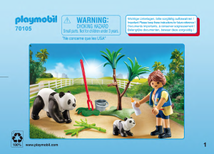 Manual Playmobil set 70105 Zoo Panda caretaker