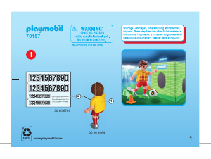 Mode d’emploi Playmobil set 70157 Sports Joueur de foot et but