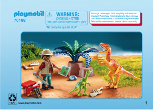 Manual Playmobil set 70108 Dinosaur Expedition Maleta grande dos dinossauros e explorador