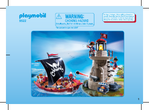 Handleiding Playmobil set 9522 Pirates Piratenboot en vuurtoren met soldaten