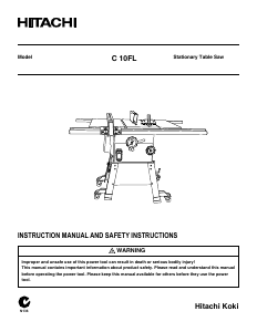 Manual Hitachi C 10FL Table Saw