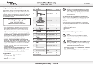 Bedienungsanleitung Dream Audio NC-7201-919 Wandhalterung