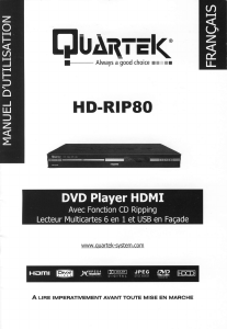 Mode d’emploi Quartek HD-RIP80 Lecteur DVD