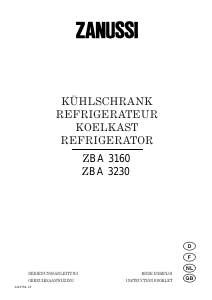 Manual Zanussi ZBA3160 Refrigerator