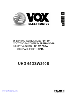 Kullanım kılavuzu Vox 65DSW240S LED televizyon