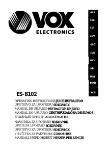 Priručnik Vox ES8102 Sokovnik