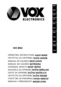 Manual de uso Vox MX3012 Batidora de varillas