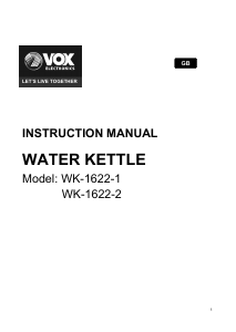 Manual de uso Vox WK1622-1 Hervidor