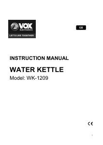 Manual de uso Vox WK1209 Hervidor