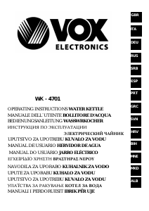 Manual de uso Vox WK4701 Hervidor