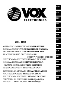 Manual de uso Vox WK1899 Hervidor