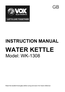 Handleiding Vox WK1308 Waterkoker