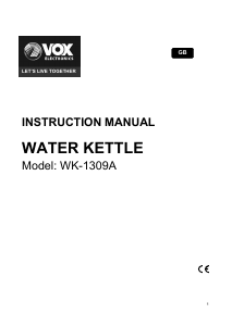 Handleiding Vox WK1309A Waterkoker