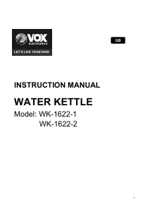 Manual de uso Vox WK1622-2 Hervidor