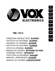 Manual Vox TM1013 Liquidificadora