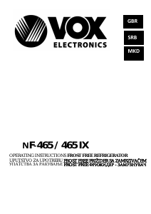 Handleiding Vox NF465 Koel-vries combinatie