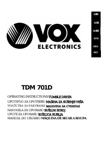 Priručnik Vox TDM701D Sušilica