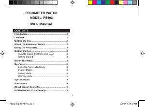 Manual de uso Oregon PE 603 Podómetro