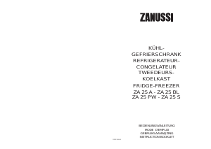 Mode d’emploi Zanussi ZA25A Réfrigérateur combiné