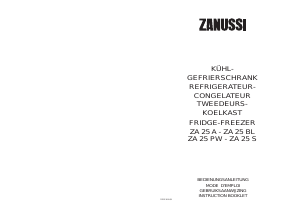 Handleiding Zanussi ZA25S Koel-vries combinatie