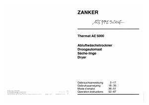 Mode d’emploi Zanker AE 5000 WS Sèche-linge