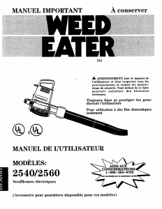 Mode d’emploi Weed Eater 2540 Souffleur