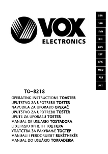Manual Vox TO8218 Torradeira