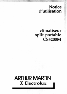 Mode d’emploi Arthur Martin-Electrolux CS3200M Climatiseur