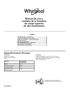 Manual de uso Whirlpool WTW4950HW Lavadora