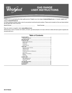 Manual Whirlpool WFG510S0HW Range