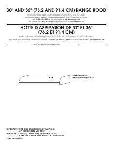 Mode d’emploi Whirlpool UXT4030ADB Hotte aspirante