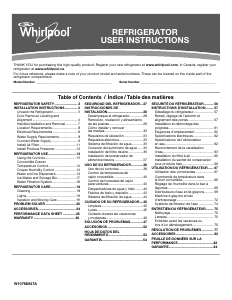 Mode d’emploi Whirlpool WRS973CIHV Réfrigérateur combiné