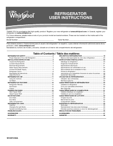 Mode d’emploi Whirlpool WRT541SZHV Réfrigérateur combiné